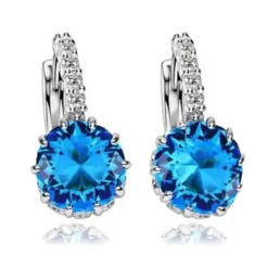 Sale 2pcs Stud Earrings Hoop Earrings For Women's Cubic Zirconia Citrine Wedding Party Casual Zircon Alloy Solitaire Round Cut Graduation Women Trendy Jewelry