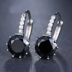Sale 2pcs Stud Earrings Hoop Earrings For Women's Cubic Zirconia Citrine Wedding Party Casual Zircon Alloy Solitaire Round Cut Graduation Women Trendy Jewelry