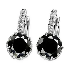 Sale 2pcs Stud Earrings Hoop Earrings For Women's Cubic Zirconia Citrine Wedding Party Casual Zircon Alloy Solitaire Round Cut Graduation Women Trendy Jewelry