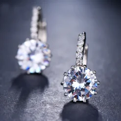 Sale 2pcs Stud Earrings Hoop Earrings For Women's Cubic Zirconia Citrine Wedding Party Casual Zircon Alloy Solitaire Round Cut Graduation Women Trendy Jewelry