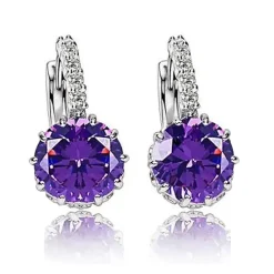 Sale 2pcs Stud Earrings Hoop Earrings For Women's Cubic Zirconia Citrine Wedding Party Casual Zircon Alloy Solitaire Round Cut Graduation Women Trendy Jewelry