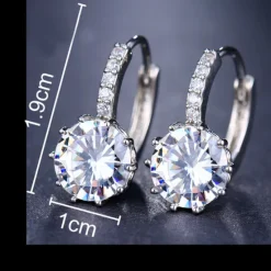 Sale 2pcs Stud Earrings Hoop Earrings For Women's Cubic Zirconia Citrine Wedding Party Casual Zircon Alloy Solitaire Round Cut Graduation Women Trendy Jewelry
