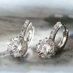 Sale 2pcs Stud Earrings Hoop Earrings For Women's Cubic Zirconia Citrine Wedding Party Casual Zircon Alloy Solitaire Round Cut Graduation Women Trendy Jewelry