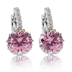 Sale 2pcs Stud Earrings Hoop Earrings For Women's Cubic Zirconia Citrine Wedding Party Casual Zircon Alloy Solitaire Round Cut Graduation Women Trendy Jewelry