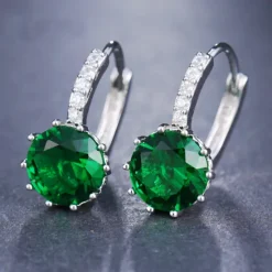 Sale 2pcs Stud Earrings Hoop Earrings For Women's Cubic Zirconia Citrine Wedding Party Casual Zircon Alloy Solitaire Round Cut Graduation Women Trendy Jewelry