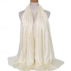 Discount 1pcs Women Silk Headscarf Hijab Scarf Long Muslim Shawl Turban Bandana Satin Scarves Head Wraps Women Scarves
