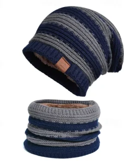 Best 2pcs/set Women Winter Beanie Knitted Scarf & Hat Set Windproof Winter Warmer Cap for Outdoor Cycling Skiing Women Hats
