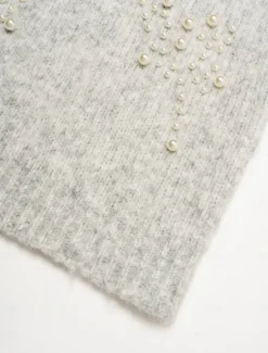 Hot Pearl Beaded Crew Neck Pullover Sweater Women Ugly Sweater