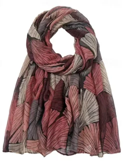 Outlet Retro Plant Print Scarves Women Ginkgo Leaf Printing Shawl And Wraps Laday Foulard Flower Hijab Long Style Scarf Women Scarves
