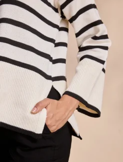 Online Ribbed Knit Bell Sleeve Turtle Neck Sweater Women Ugly Sweater