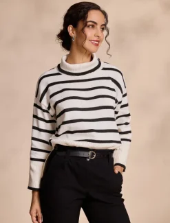 Online Ribbed Knit Bell Sleeve Turtle Neck Sweater Women Ugly Sweater