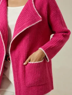 Clearance Ribbed Knit Wool Blend Drop Shoulder Cardigan Women Cardigans & Outerwears