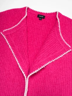 Clearance Ribbed Knit Wool Blend Drop Shoulder Cardigan Women Cardigans & Outerwears