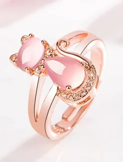 Discount Ring Wedding Geometrical Copper Cat Fashion Cute 1PC Valentine's Day Women Spring Accessories|Trendy Jewelry