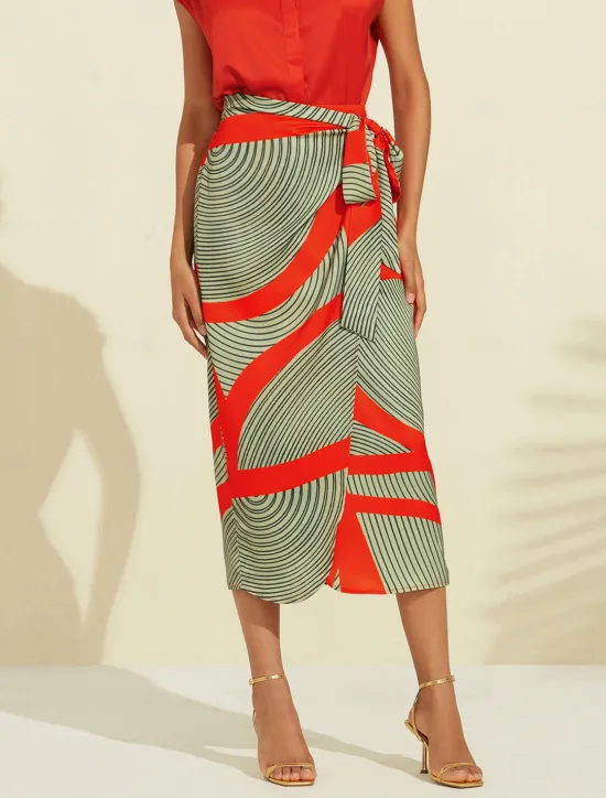 Hot Satin Color Block Elastic Waist Midi Skirt Women Skirts