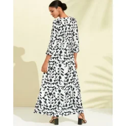 Clearance Satin Floral Geometric Maxi Dress Women Vacation Dresses