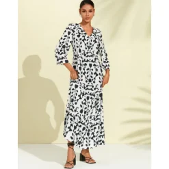 Clearance Satin Floral Geometric Maxi Dress Women Vacation Dresses