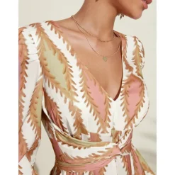 Satin Floral V Neck Maxi Dress White Long Sleeve Wedding Guest Dress Ascot Dress Women Casual Dress|Vacation Dresses