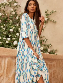 New Satin Geometric V Neck Maxi Dress Women Vacation Dresses|Casual Dress