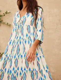 New Satin Geometric V Neck Maxi Dress Women Vacation Dresses|Casual Dress
