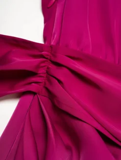 Outlet Satin Knotted Wrap Drop Shoulder Maxi Dress Women Cocktail Dress