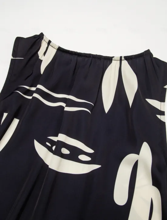 Outlet Satin Leaves Sleeveless Maxi Dress (No Belt) Women Casual Dress