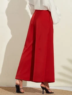 Satin Printed Puff Sleeve Cold Shoulder Culottes Set Women Two Piece Sets