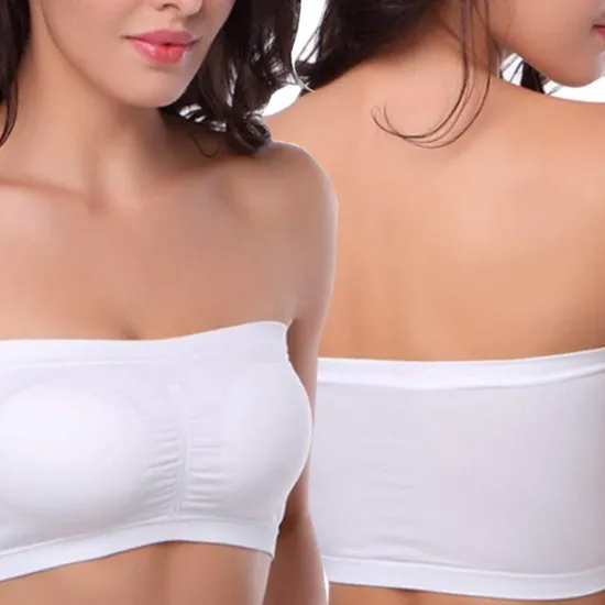 Online Seamless Bandeau Bra Plus Size Strapless Stretchy Tube Top Bra with Removable Pads for Women Home Outfits Women Lingerie
