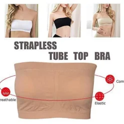 Online Seamless Bandeau Bra Plus Size Strapless Stretchy Tube Top Bra with Removable Pads for Women Home Outfits Women Lingerie
