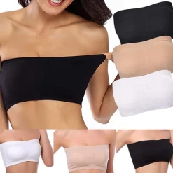 Online Seamless Bandeau Bra Plus Size Strapless Stretchy Tube Top Bra with Removable Pads for Women Home Outfits Women Lingerie