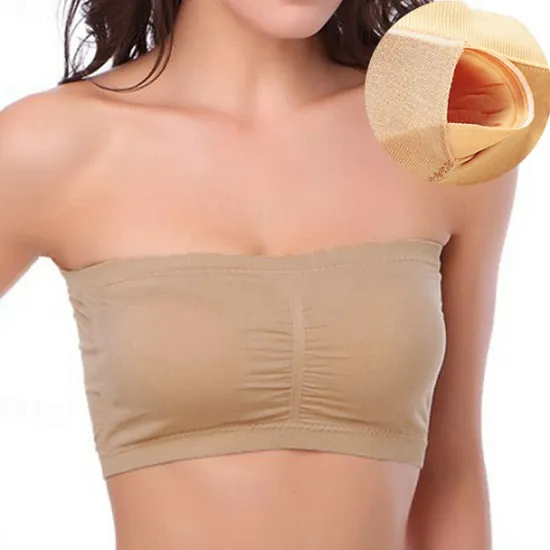 Online Seamless Bandeau Bra Plus Size Strapless Stretchy Tube Top Bra with Removable Pads for Women Home Outfits Women Lingerie