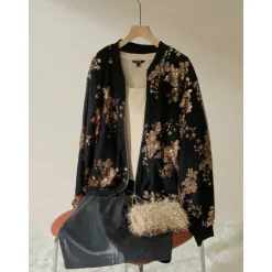 Hot Sequin Crew Neck Bomber Jacket Women Jackets