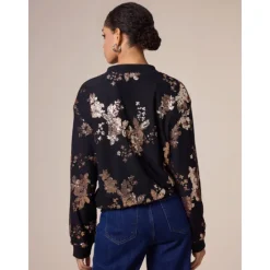 Hot Sequin Crew Neck Bomber Jacket Women Jackets