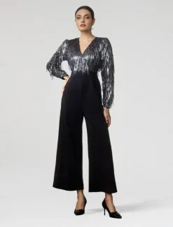 New Sequin Fringe Wide Leg Jumpsuit Women Jumpsuits