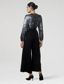 New Sequin Fringe Wide Leg Jumpsuit Women Jumpsuits