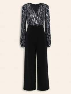 New Sequin Fringe Wide Leg Jumpsuit Women Jumpsuits
