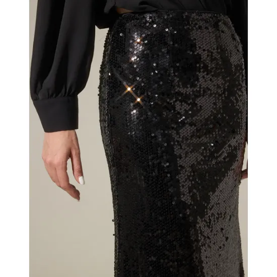 Outlet Sequin Glitter Vintage Lined Party Midi Skirt Women Skirts