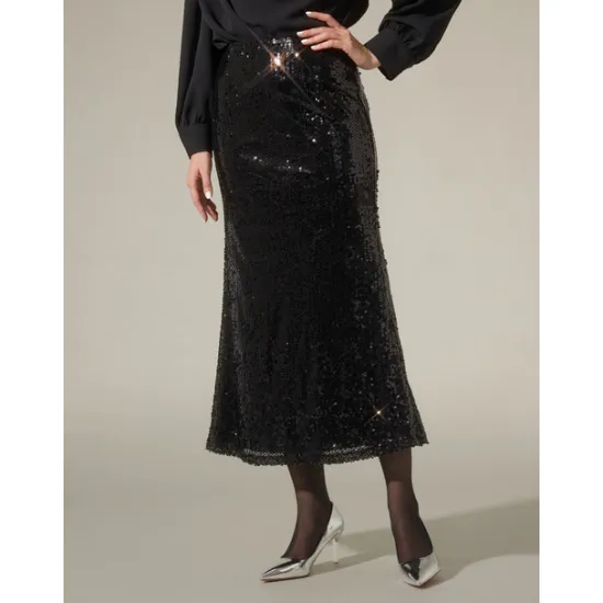 Outlet Sequin Glitter Vintage Lined Party Midi Skirt Women Skirts