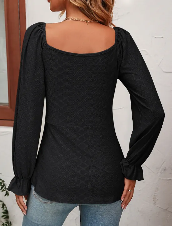 Sale Shirt Blouse Women's Black White Pink Solid / Plain Color Lace up Valentine's Day Daily Fashion V Neck Regular Fit S Women Tunic Tops