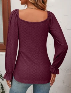 Sale Shirt Blouse Women's Black White Pink Solid / Plain Color Lace up Valentine's Day Daily Fashion V Neck Regular Fit S Women Tunic Tops