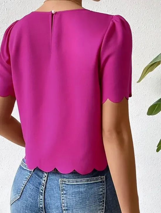 Sale Shirt Blouse Women's Dusty Rose Blue Orange Plain Sexy Street Daily Fashion Round Neck Regular Fit S Women Blouses & Shirts