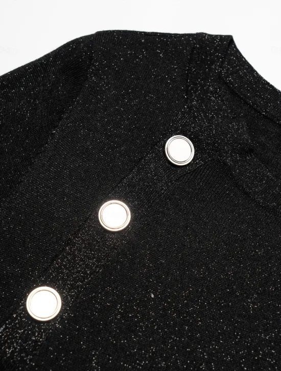 Discount Slash Neck Button Up Cropped Knit Top Women Pullovers & Tops