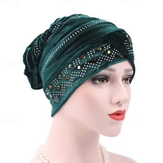 Discount Solid Color Inner Hijabs Muslim Turban Caps For Women With Drill Ethnic Islamic Wrap Head Turbante Ready To Wear Hijab Bonnet Women Hats