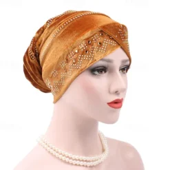 Discount Solid Color Inner Hijabs Muslim Turban Caps For Women With Drill Ethnic Islamic Wrap Head Turbante Ready To Wear Hijab Bonnet Women Hats