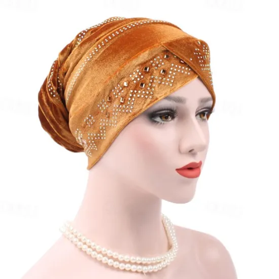 Discount Solid Color Inner Hijabs Muslim Turban Caps For Women With Drill Ethnic Islamic Wrap Head Turbante Ready To Wear Hijab Bonnet Women Hats