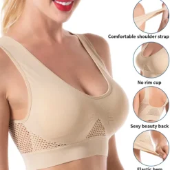 New Sport Bra Yoga Sports Underwear Hollow Mesh Ventilation Holes Large Size No Steel Ring Sports Bra Vest Women Home Outfits Women Lingerie
