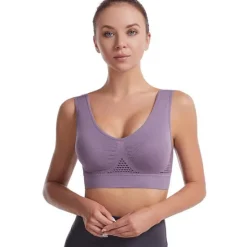 New Sport Bra Yoga Sports Underwear Hollow Mesh Ventilation Holes Large Size No Steel Ring Sports Bra Vest Women Home Outfits Women Lingerie