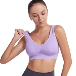 New Sport Bra Yoga Sports Underwear Hollow Mesh Ventilation Holes Large Size No Steel Ring Sports Bra Vest Women Home Outfits Women Lingerie