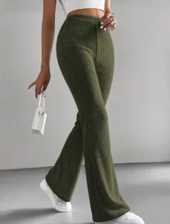 Online Streetwear Simple Full Length High Waist Solid Color Classic Stylish Comfy Breathability Outdoor Micro-elastic Outdoor Casual Black Green Coffee Spring & Fall Regular Fit Women Pants