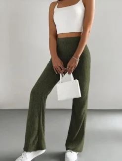 Online Streetwear Simple Full Length High Waist Solid Color Classic Stylish Comfy Breathability Outdoor Micro-elastic Outdoor Casual Black Green Coffee Spring & Fall Regular Fit Women Pants